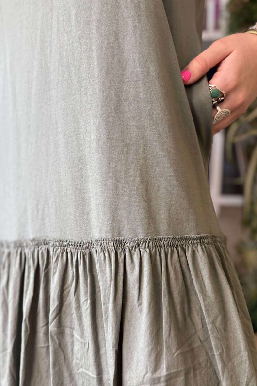 Paloma Bubble Hem Layering Dress Soft Khaki